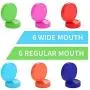 Yeldou Plastic Lids for Ball, Kerr Mason Jar and More w/Silicone Rings - 8 Regular Mouth & 8 Wide Mouth - Food Grade Colored Plastic Storage Caps fir Mason/Canning Jars- Anti-Scratch Resistant Surface