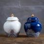 Traditionelle chinesische Keramik Teebehälter mit luftdichter Deckel, perfekte Geschenkgefäße für Tee, Kaffee, Kräuter, Gewürze, Zucker (Blau)