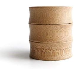 3 Sections of Bamboo Wood Cans Food Storage Container Sealed Jar Tea Pot with Lid 7X 8 cm (D7-H8)