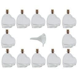 Viva Haushaltswaren 12 Mini Heart Shaped Bottles 50 ml Bottles A Funnel