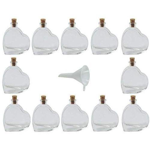 Viva Haushaltswaren 12 Mini Heart Shaped Bottles 50 ml Bottles A Funnel