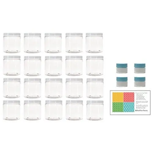 Klare 2 oz PET-Behälter,runde Kunststoffbehälter mit weißen Deckeln, und 4 Mini-Behälter, 20er Pack (C2WMJ20)