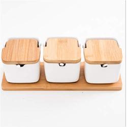 Mini Spice Jars Household ceramic seasoning jar set square flip seasoning box