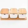 Mini Spice Jars Household ceramic seasoning jar set square flip seasoning box