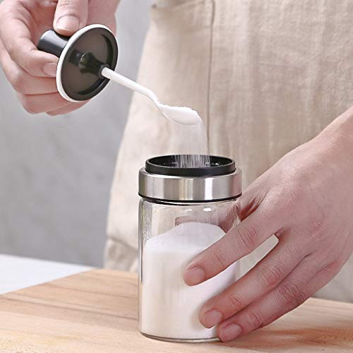 TUU Kitchen Supplies Glass Spice Jars With Spoon Seasoning Bottle Salt Storage Box Pepper Shakers Glass Seasoning Container (Clear)