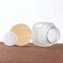 2Pcs 50g 50ml Square Frosted Glass Cosmetic Cream Bottles Jar Packaging Sub-bottle Empty Cosmetic Container with Plastic Wood Grain Lids and Liners