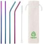 VEHHE Metal Straws Stainless Steel Straws 10.5'' Drinking Straws Reusable 4 Set - Ultra Long Rainbow Color-Cleaning Brush for 20/30 Oz for Yeti RTIC SIC Ozark Trail Tumblers (2 Straight|2 Bent|1 Brush)