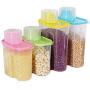 Large Kitchen Food Storage Box Plastic Cereal Dispenser Container Plastic Sealed Multigrain Jars with Lid (F)