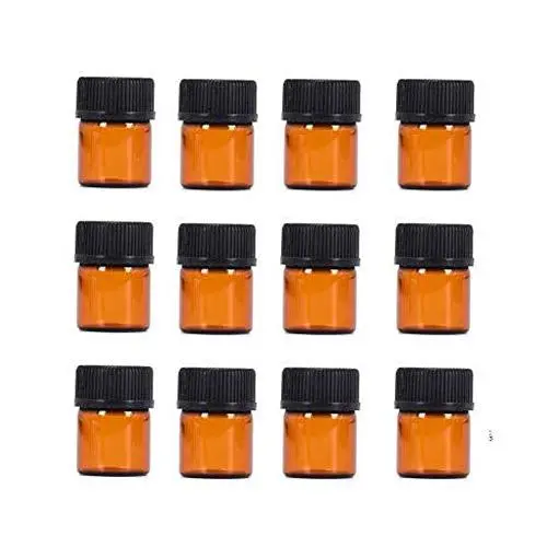 12 Pièces Mini Flacons Essentiels Remplissables en Verre Ambre avec Bouchon Réducteur et Bouchon Noir (1ML) 12 Pièces Mini Flacons Essentiels Remplissables en Verre Ambre avec Bouchon Réducteur et Bouchon Noir (1ML)