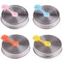 4Pcs Polished Rust Resistant Stainless Steel Mason Jars Lids Caps Lids Top Silicone Straw Hole with Plug Canning Drinking Jars
