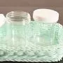 Runde klare PET-Behälter, Glasbehälter, Glaskaraffe für DIY-Salzkarotten, Ton, Kosmetik, Creme, Nagelbox, Quadratisch mit Deckel, 120ml