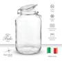 Bormioli Rocco Glass Fido Jars - 135? Ounce (4 Liter) with hermetically Sealed hinged Airtight lid for Fermenting, Preserving, Bulk - dry Food Storage, With Paksh Novelty Chalkboard Label Set (2 Pack)