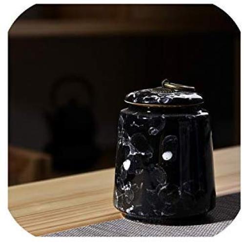 Retra Ceramic Tea Storage Box Tea Jars Home Decor Candy Jars Storage Container 8.511.5cm Spices Storage Box 1pcs,Black