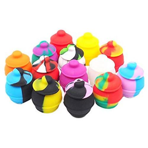 YHSWE 25Pcs 35ml Honey Pots Silicone Wax Container Non stick Storage Oil Jar Multi Color Randomly