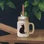 Grüne Tonkin-Katze Silhouette Nr. 1 – Frostglas-Marmeladenvessel mit Strohhalm