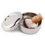 Shaving Cup and Brush Set with Mirror, Segbeauty Beard Shaving Cream Kit, Mirrored Stainless Steel Cream Bowl and Nylon Bristles Natural Crude Wood Handle Brush for Men, Traditional Wet Shaving Set