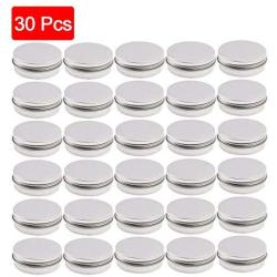 FidgetKute 30Pcs Small Screw Round Lip Metal Tin Storage Jar Balm Containers&Lids Travel 2" 30 Pack One Size