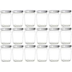 Nakpunar 18 pcs 6 oz Honey Pot Glass Jars with White Lids - MADE IN USA - Globe, Spherical (6 oz - Honey Pot, White)
