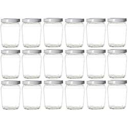 Nakpunar 18 pcs 6 oz Honey Pot Glass Jars with White Lids - MADE IN USA - Globe, Spherical (6 oz - Honey Pot, White)