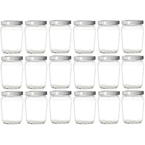 Nakpunar 18 pcs 6 oz Honey Pot Glass Jars with White Lids - MADE IN USA - Globe, Spherical (6 oz - Honey Pot, White) Nakpunar 18 pcs 6 oz Honey Pot Glass Jars with White Lids - MADE IN USA - Globe, Spherical (6 oz - Honey Pot, White)