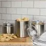 Dichtungsgurte Sets 3-teilig, Edelstahlbehälter mit Sichtdeckel, Vakuumindikator und Universal-Hose-Anschluss – zur Frischeerhaltung von Kaffee, Pasta, Obst, Marinaden etc.