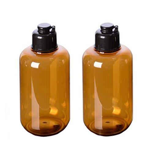 2PCS 6.7 Ounce Amber Plastic Refillable Bottles With Black Flip Cap Empty Cosmetic Containers Jar For Lotion Toner Cream Shower Gel Emulsion(200ml)