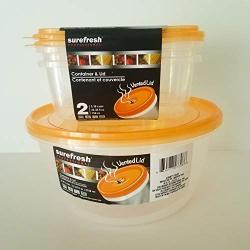 Set of 3 Surefresh Food Containers - Vented Lid - 1 Round Container 72.67 fl oz. - 2 Square Containers 25.35 fl oz.