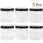 SBYURE 6 Pack 15 oz Round Clear Plastic Jars With Black Lids,Round PET Airtight Containers for Kitchen & Household Food Storage,Dry Goods,Honey,Nuts and More
