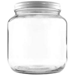 64oz Clear Wide-mouth Glass Jar, BPA free Food Grade w/White Metal Lid (Half Gallon); 2 Quart Jar to Make Greek Yogurt/Kefir or Pickles