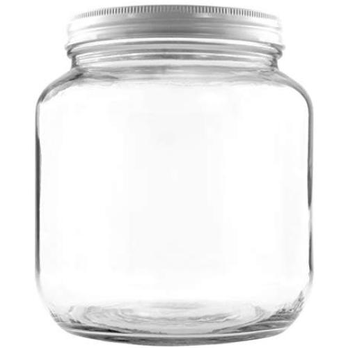 64oz Clear Wide-mouth Glass Jar, BPA free Food Grade w/White Metal Lid (Half Gallon); 2 Quart Jar to Make Greek Yogurt/Kefir or Pickles