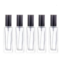 SYBL 5PCS 18ml/0.6oz Empty Refillable Rectangular Clear Glass Mist Spray Bottles Perfume Sprayer Atomizer Vials Sample Storage Portable Cosmetics Container Jar Pot Holder for Fragrance Toner Pure Dew