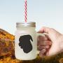 Black Mcnab Silhouette Frosted Glass Mason Jar With Straw