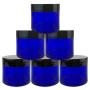 Beauticom 24 Pieces 30G/30ML(1 Oz) Thick Wall Round COBALT BLUE Plastic Container Jars with Black Flat Top Lids - Leak-Proof Jar - BPA Free