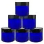 Beauticom 24 Pieces 30G/30ML(1 Oz) Thick Wall Round COBALT BLUE Plastic Container Jars with Black Flat Top Lids - Leak-Proof Jar - BPA Free