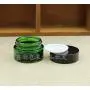 3PCS 30g/1oz Empty Green Round Glass Jars Refillable Cream Container Pot Sample Packing Vials Dispenser with Inner Liner and Black Lids for Eye Face Cream Lotion Eye Shadow (Green)