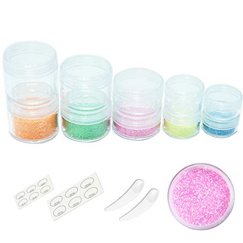 ZEJIA 10pcs Clear Sample Containers with Screw Lids,5 Size 3/5/10/15/20 Gram Empty Cosmetic Jars with 12pcs Lables and 2pcs Mini Disposable Spatula,Makeup Sample Containers BPA Free