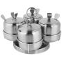 idalinya Stainless Steel Jars Spice Storage Containers Condiment Pot Canisters Sets Kitchen Counter Tins Labels Rotate for Salt Spices Four Seasoning Bottles with Spoon
