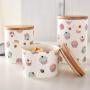 Food Storage Jar, Ceramic Kitchen Canisters with Airtight Seal Bamboo Lid, Food Storage Canister for Tea, Coffee Bean, Spice, Sugar, Flour 750ml/ 1110ml/ 1650ml (3 pieces set)