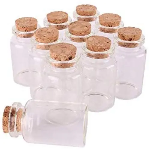 Bouteilles en verre transparentes 30x50x17mm 20ml avec bouchon en liège, 24 pièces compatibles Mariage Cadeaux