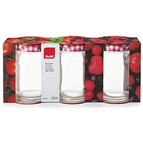 Ibili Lagerglas-Set 250 ml, 3er-Set, Transparent/Rot