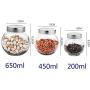 Kitchen Food Storage Jar Airtight Food Storage Storage Jar Pack Of 3 Transparent Glass Storage Container Tea/season Sealed Can(200ml 450ml 650ml)