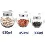 Kitchen Food Storage Jar Airtight Food Storage Storage Jar Pack Of 3 Transparent Glass Storage Container Tea/season Sealed Can(200ml 450ml 650ml)