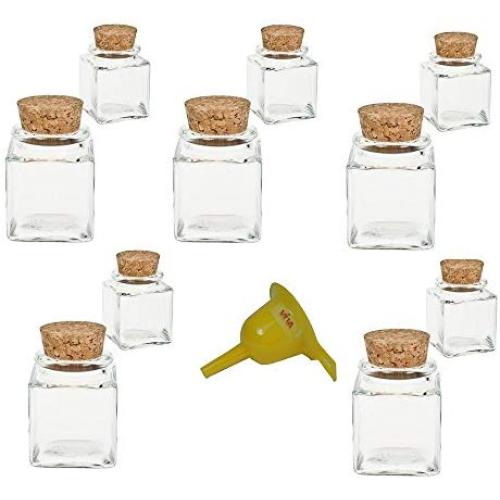 Viva housewares Spice jar Made of Glass with Cork Stopper, usable as Glass Jars and Storage tins for Spices, Salt, etc, Glass, Yellow, 50 ml