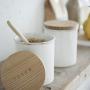 Japanese Design Ceramic Jar Preservation Canister with Wooden Sealed Lid, Sugar