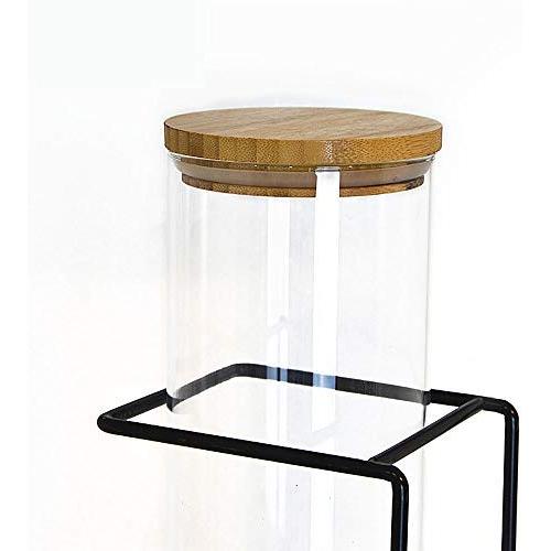 Clear Glass Coffee Bean Container Airtight Seal Bamboo Lid, Kitchen Pantry Container Food Storage Loose Tea Container Cookies Candy Nuts Jar, 24X3in