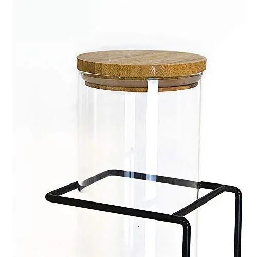 Klare Glas Kaffeebohnenbehälter mit Bambuschachdeckel, Küchenschrankbehälter für loser Tee, Kekse, Süßigkeiten, Nüsse, Glasbehälter 24 x 3 Zoll