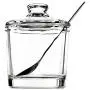 Classic Clear Glass Sugar Bowl Salt Spice Pot Pepper Storage Jar Seasoning Pot Container Condiment Box with Lid and Spoon for Home Kitchen