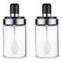 TNKML Clear Glass Cruet Spice Seasoning Box Storage Container Condiment Jars Durable For Honey Pepper Salt Storage-B
