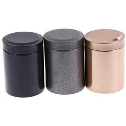 Adasea 3 Pack Small Stash Jar Airtight Multi-Use Portable Metal Herb Jar Container for Dry Goods Food Herbs Tea