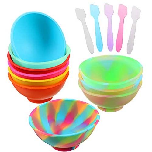 10 Pieces Mini Silicone Pinch Bowls Multicolored Silicone Condiment Bowls and 50 Pieces Disposable Makeup Spatulas Cosmetic Spatulas